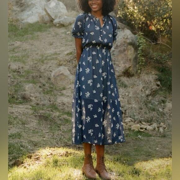 Christy Dawn Dresses & Skirts - Christy Dawn Beverly Dress Blue Floral Midi Cottagecore Size M